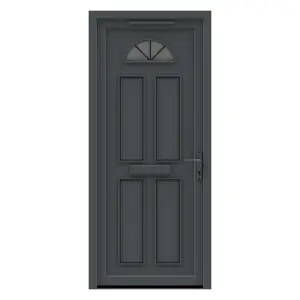 Fortia Lorne Clear Glazed Anthracite LH External Front Door set, (H)2085mm (W)920mm