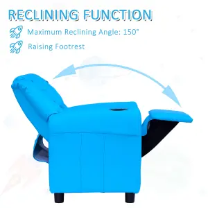 HOMCOM Kids Recliner Armchair Games Chair Children Seat Girls Boys Sofa Blue