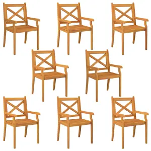 Berkfield Outdoor Dining Chairs 8 pcs Solid Wood Acacia