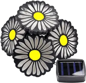 4pc Set Daisy Solar Powered Walkway Pathway Lights - Weather Resistant and Wireless Solar LED - Perfect for Landscape Yard Patio