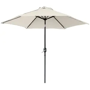 SunDaze Cream 2.5M Round Garden Parasol Outdoor Patio Umbrella, Base Weights & Weather Protective Cover