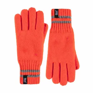 Heat Holders - Mens Hi-Vis Reflective Outdoor Thermal Gloves S/M Orange