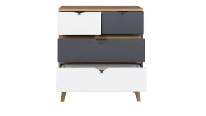 Memone Spacious Chest of Drawers - Golden Oak with Graphite & White Matt Fronts - W810mm x H900mm x D400mm