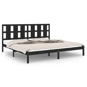 Berkfield Bed Frame Black Solid Wood Pine 200x200 cm