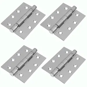 H22 Ball Bearing Door Hinges in a 4 inch Size (100mm), Satin Chrome Finish, 2 Pairs - Handlestore