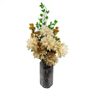 Pack of 6 x 55cm Dahlia Flower Stem - Dusty Cream