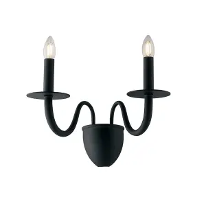 Luminosa ARMSTRONG Twin 2 Light Candle Wall Light Black 45x36x26cm