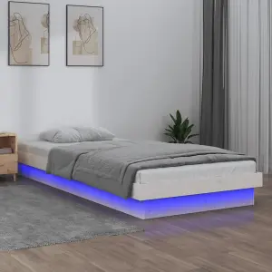 Berkfield LED Bed Frame without Mattress White 100x200 cm Solid Wood