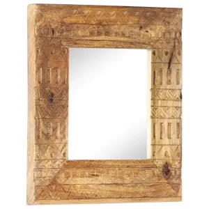 Berkfield Hand-Carved Mirror 50x50x11 cm Solid Mango Wood