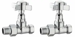 KeenFix Traditional Style Brass Straight Towel Rail & Radiator Valves