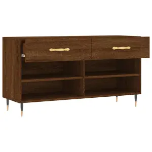 Berkfield Shoe Bench Brown Oak 102x35x55 cm Engineered Wood