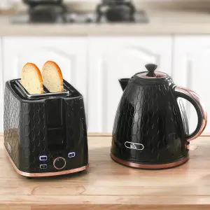 HOMCOM Kettle and Toaster Set 1.7L Fast Boil Kettle & 2 Slice Toaster Set Black