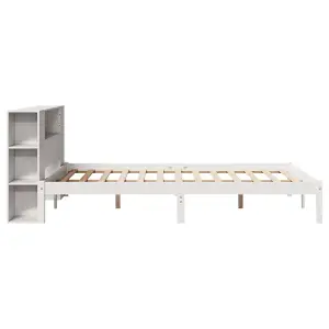 Berkfield Bookcase Bed without Mattress White 150x200 cm King Size Solid Wood Pine