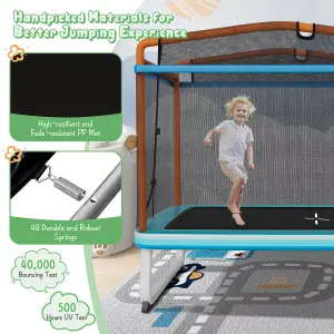 Costway 3-in-1 Kids Trampoline 6FT Rectangle Toddler Trampoline w/ Swing Horizontal Bar