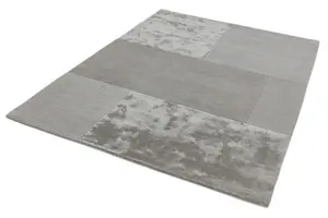 Silver Wool Handmade Luxurious Geometric Rug Easy to clean Living Room and Bedroom-160cm X 230cm