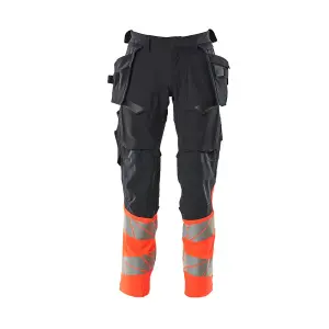 Mascot Accelerate Safe Trousers with Holster Pockets - Dark Navy/Hi-Vis Red  (36.5) (Leg Length - Regular)