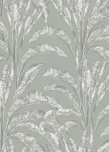 Muriva Green Floral 3D effect Patterned Wallpaper