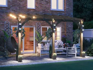 Dunster House Wooden Lean To Pergola Kit 4m x 3m Wall Mounted Garden Plant Frame Leviathan