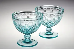 Maison by Premier Set Of Two Fleur Blue Glass Sundae Dishes