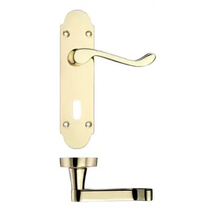 Patternsin Lock Door Handle (Set of 2) Electro Brass