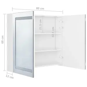 Berkfield LED Bathroom Mirror Cabinet Shining White 80x12x68 cm