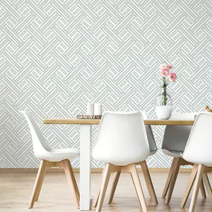 Galerie Geometrix Mint Silver Geo Rectangular Smooth Wallpaper