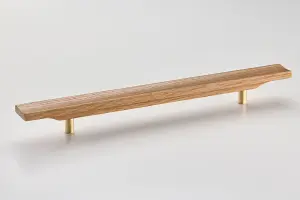 Solid Oak & Brass Handle - Swinford 320mm Clear Lacquer