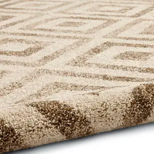 Beige Modern Geometric Easy To Clean Rug For Dining Room-160cm X 220cm