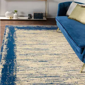 Twilight Gold Abstract Modern Bordered Rug For Living Room and Bedroom-120cm X 170cm