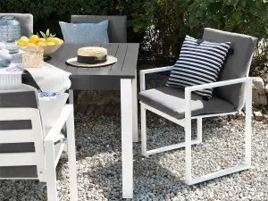 Set of 4 Garden Chairs with Cushions PANCOLE Fabric Grey