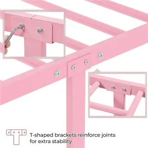 Yaheetech Pink 3ft Single Vintage Metal Bed Frame with High Headboard and Footboard