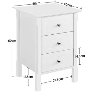 3 - Drawer End Table (Set of 2) White