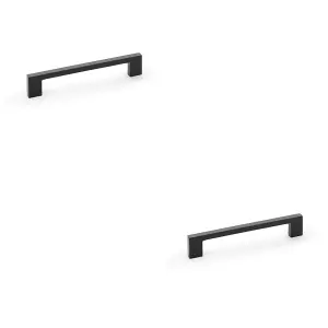 2 PACK - Slim Square Bar Pull Handle - Matt Black - 160mm Centres SOLID BRASS Drawer