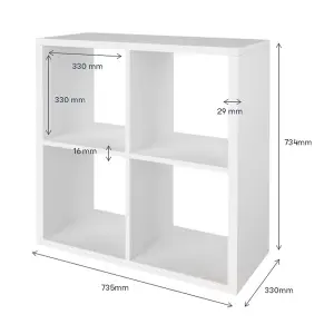 GoodHome Mixxit White Freestanding 4 shelf Cube Shelving unit, (H)734mm (W)735mm