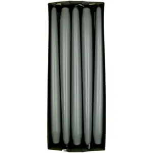 Tapered Dinner Candles, Pack of 10, Unscented, Long Burning Time, 24 cm / 19.45" (Silver, Metallic)