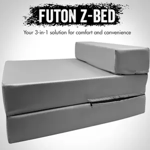 Fold Out Single Z Bed Futon Sofa Chair Mattress - Grey