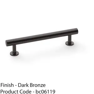 Round T Bar Pull Handle - Dark Bronze - 128mm Centres SOLID BRASS Drawer Door