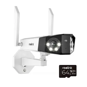 Reolink 4K Duo 2 WiFi 180 degree view, Advanced AI detection, Spotlight Colour night vision Smart Cam + 64GB MicroSD card