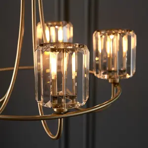 Luminosa Berenice 5 Light Multi Arm Glass Shade Ceiling Pendant Antique Brass