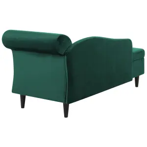 Right Hand Velvet Chaise Lounge Emerald Green LUIRO