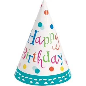 Unique Party Confetti Birthday Party Hats (Pack of 8) Multicoloured (One Size)