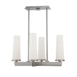 Elstead Chelsea Loft Contemporary 4 Light Chandelier Brushed Nickel