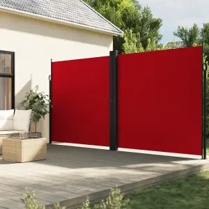 Berkfield Retractable Side Awning Red 220x600 cm