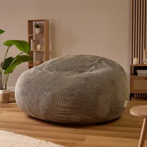 icon Nimbus Corduroy Foam Filled Giant Grey Bean Bag Chair