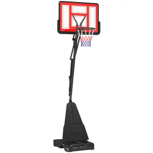 SPORTNOW 2.45-3.05m Portable Basketball Hoop and Stand with Wheels, Red