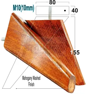 SET OF 4 REPLACEMENT FURNITURE SQUARE FEET MAHOGANY WASH TAPERED WOODEN LEGS 150mm HIGH M10