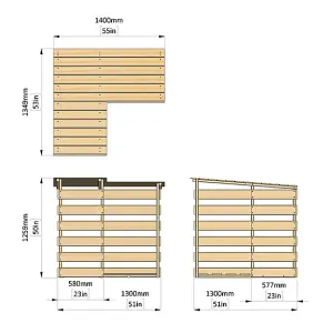 Everest Wooden Log Store (Corner - 140cm Wide, 123cm Tall)