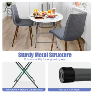 Costway 81 CM Round Folding Table Round Plastic Table Coffee Dining Table