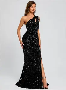 JJ's House Prom Dress Black Sleeveless Long One Shoulder Sheath Sequin 2025