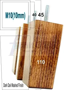 4x REPLACEMENT FURNITURE LEGS SOLID WOOD 110mm HIGH SOFAS CHAIRS SETTEE CABINETS LEGS M10 TSP2055